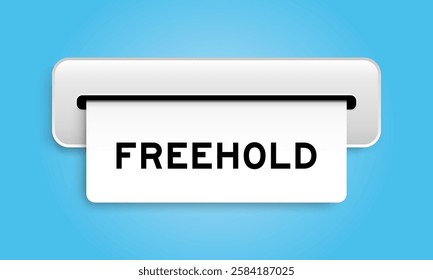 White coupon banner with word from freehold machine on blue color background