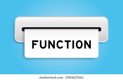 Banner de cupón blanco con función de palabra de la máquina sobre fondo de color azul