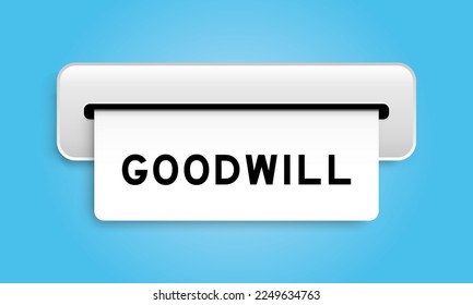 White coupon banner with word goodwill from machine on blue color background