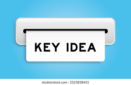 White coupon banner with word key idea from machine on blue color background