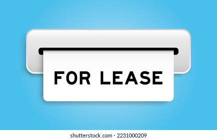 White coupon banner with word for lease from machine on blue color background