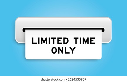 Banner cupom branco com palavra limitada tempo apenas da máquina no fundo de cor azul