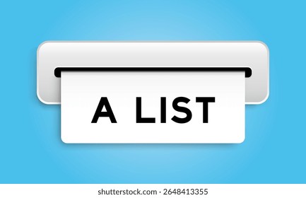 White coupon banner with word a list from machine on blue color background