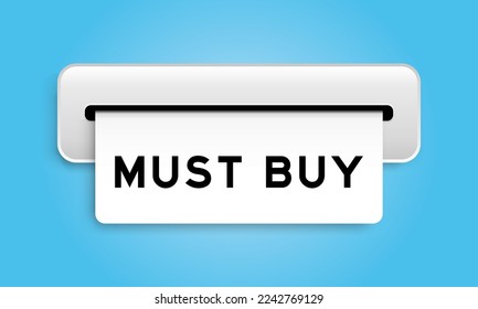 White coupon banner with word must buy from machine on blue color background