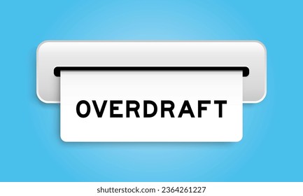 Banner de cupón blanco con sobregiro de palabra de la máquina sobre fondo de color azul
