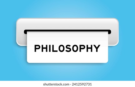 White coupon banner with word philosophy from machine on blue color background