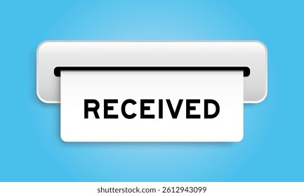 White coupon banner with word received from machine on blue color background