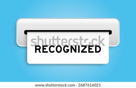 White coupon banner with word recognized from machine on blue color background