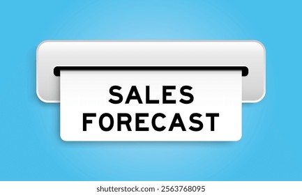 White coupon banner with word sales forecast from machine on blue color background