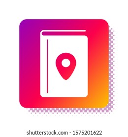 White Cover book travel guide icon isolated on white background. Square color button. Vector Illustration