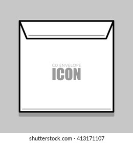 White  cover for compact disc. White envelope vector illustration. Thin line envelope.