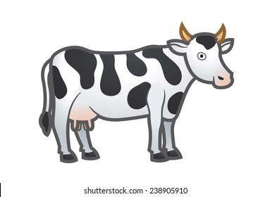 White cow with black spots illustration