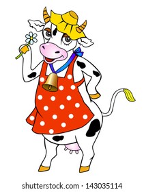 white cow with flower