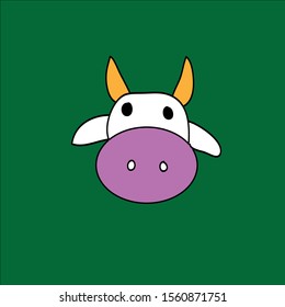 
White cow with green background