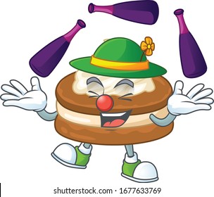 White cream alfajor cartoon character concept love playing Juggling