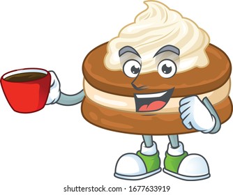 White cream alfajor mascot design style showing an Okay gesture