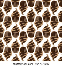 White cream choco cake seamless pattern