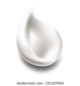 White cream drop. Realistic vector for beauty concept.