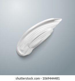 White cream element mockup. Realistic cosmetic concealer brush stroke isolated. Cream smear. Stock Vector illustration EPS10. Top view