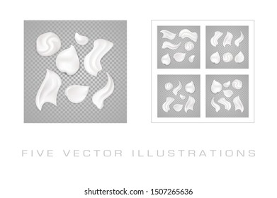 White cream elements. Illustration isolated on white background. Graphic concept for your design.