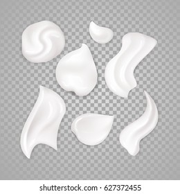 White cream elements. Illustration isolated on white background. Graphic concept for your design.