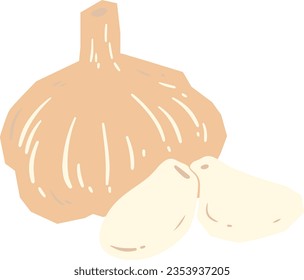 White Cream Handdrawn Organic Garlic