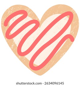 White Cream Heart Cookie Vector – Crayon Illustration for Christmas or Valentine
