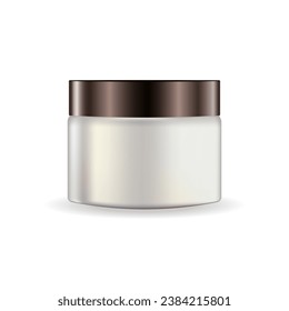 A white cream jar with a brown lid, isolated on a white background, is ideal for package packaging. Vector illustration