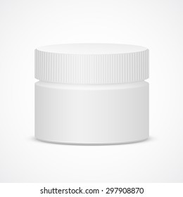 White cream jar on white background. Realistic vector illustration 