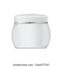 White cream jar with silver lid isolated on white background mock up, Ideal for mock up packaging