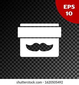 White Cream or lotion cosmetic jar icon isolated on transparent dark background. Body care products for men.  Vector Illustration