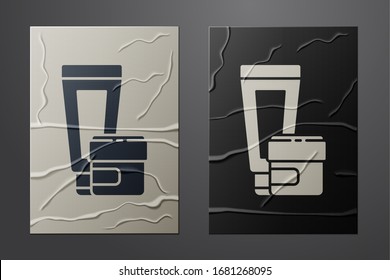 White Cream or lotion cosmetic tube icon isolated on crumpled paper background. Body care products for men. Paper art style. Vector Illustration
