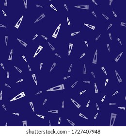 White Cream or lotion cosmetic tube icon isolated seamless pattern on blue background. Body care products for men.  Vector Illustration
