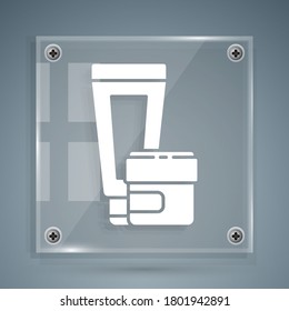 White Cream or lotion cosmetic tube icon isolated on grey background. Body care products for men. Square glass panels. Vector Illustration