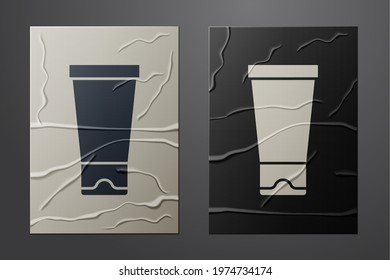 White Cream or lotion cosmetic tube icon isolated on crumpled paper background. Body care products for woman. Paper art style. Vector