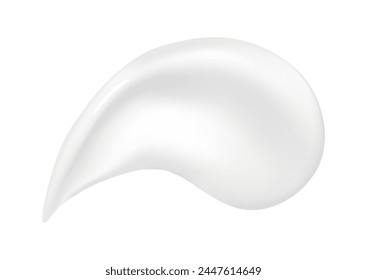 White cream. Realistic creamy or lotion texture, gel blob, shower gel, shaving foam isolated. Vector illustration for your design.