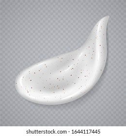 White cream or scrub smear isolated on a transparent background. Realistic cosmetic beauty skincare product sample. Moisturizing lotion. Vector illustration.