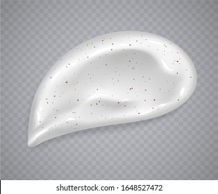 White cream or scrub smear isolated on a transparent background. Realistic cosmetic beauty skincare product sample. Moisturizing lotion. Vector illustration.