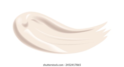 Frotis de crema blanca. Cosméticos Belleza Cuidado De La Piel Producto Ictus Aislado Sobre Fondo Blanco, Base, Leche, Loción