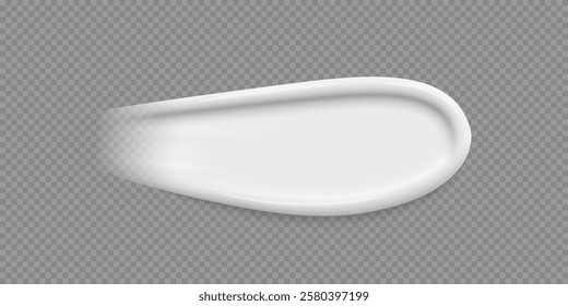 White cream swatch. Stroke of cosmetic product, creme, toothpaste, foundation, scrub, cleanser, liquid soap. Beauty industry. Realistic vector Illustration.