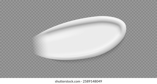 White cream swatch. Stroke of cosmetic product, creme, toothpaste, foundation, scrub, cleanser, liquid soap. Beauty industry. Realistic vector Illustration.