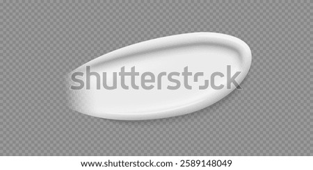 White cream swatch. Stroke of cosmetic product, creme, toothpaste, foundation, scrub, cleanser, liquid soap. Beauty industry. Realistic vector Illustration.