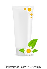 White cream tube with natural sign vector illustration