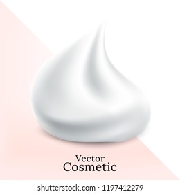 White Creamy Foam For Beauty Concept. Realistic Vector.