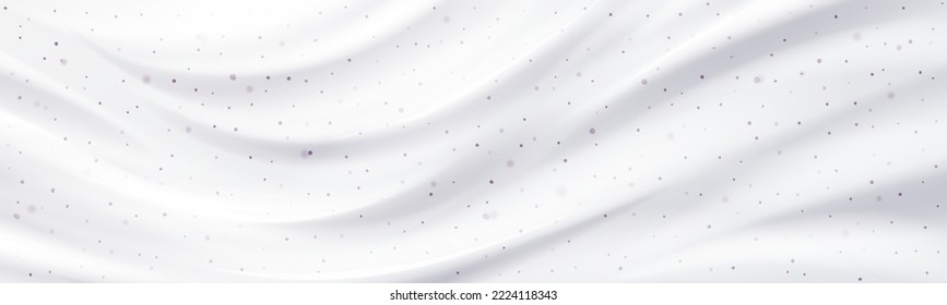 White creamy scrub texture with cleansing granules. Realistic vector illustration of beauty skincare cosmetics smear with smooth wavy surface. Moisturizing and reviving lotion. Abstract background