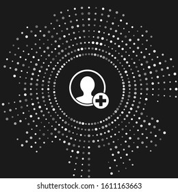White Create account screen icon isolated on grey background. Abstract circle random dots. Vector Illustration