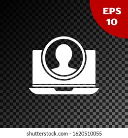 White Create account screen icon isolated on transparent dark background.  Vector Illustration - Powered by Shutterstock - Get 15% off with code: PIKWIZARD15