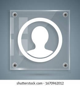 White Create account screen icon isolated on grey background. Square glass panels. Vector Illustration