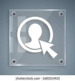 White Create account screen icon isolated on grey background. Square glass panels. Vector Illustration