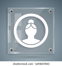 White Create account screen icon isolated on grey background. Square glass panels. Vector Illustration